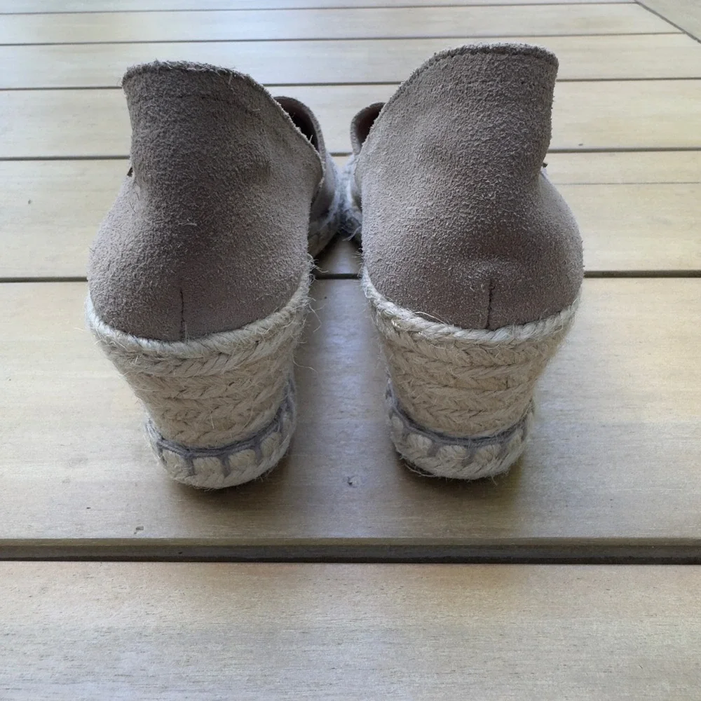 Verbenas Gaudi Taupe Suede Espadrille Wedges Made in Spain Womens 40 EU 9 US